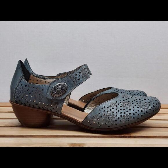 Rieker Womens | Blue | Leather MirJam Mary Jane Shoes Size 8.5 (39) - Picture 6 of 11